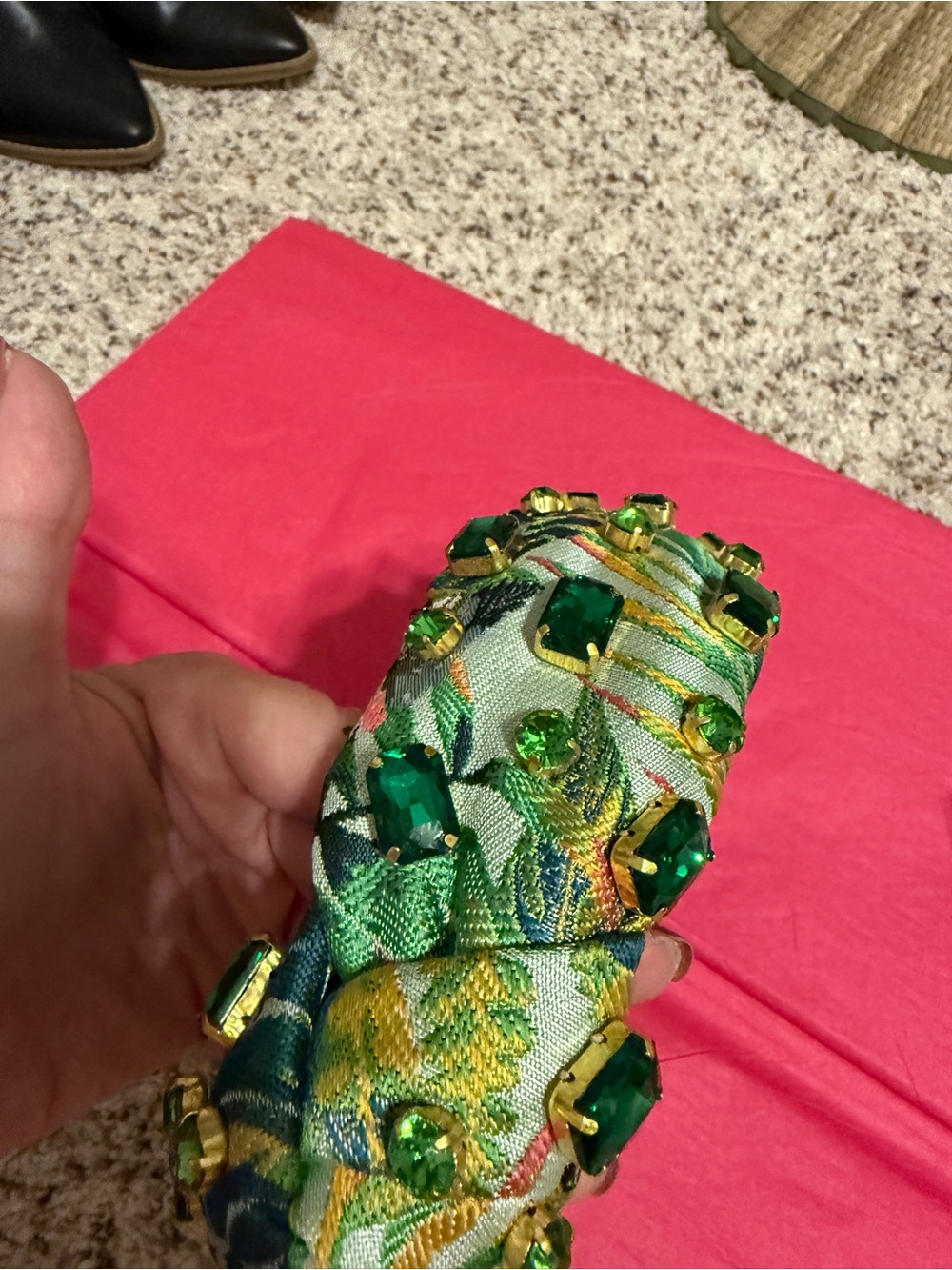 Brianna Cannon Green Tropical Embellished Women's Headband - Picture 6 of 8